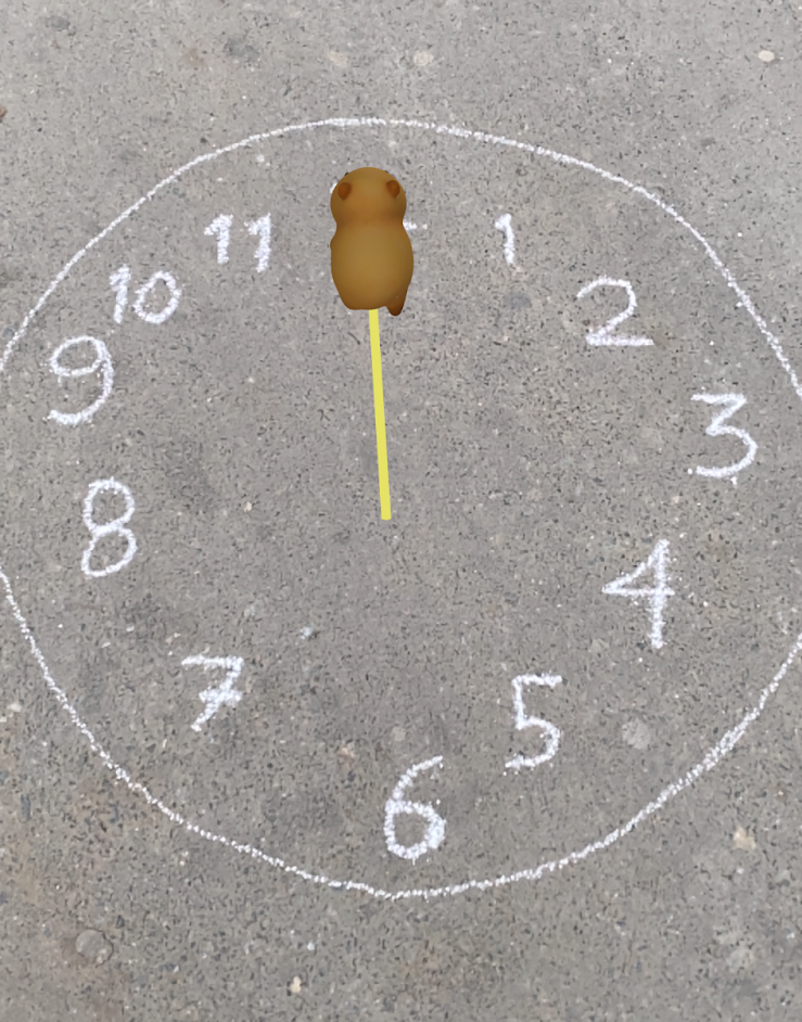 Capybara writing 'S'